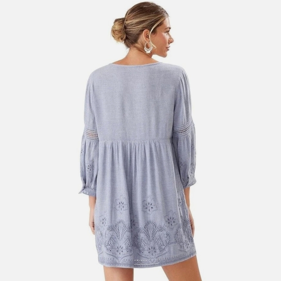 NWT Tommy Bahama St. Lucia Linen-Blend Split Neck Dress - Picture 2 of 16